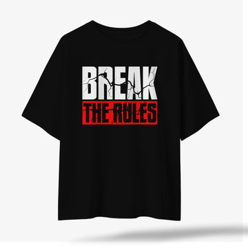 Women’s Black Break The Rules Graphic Printed Oversized T-Shirt