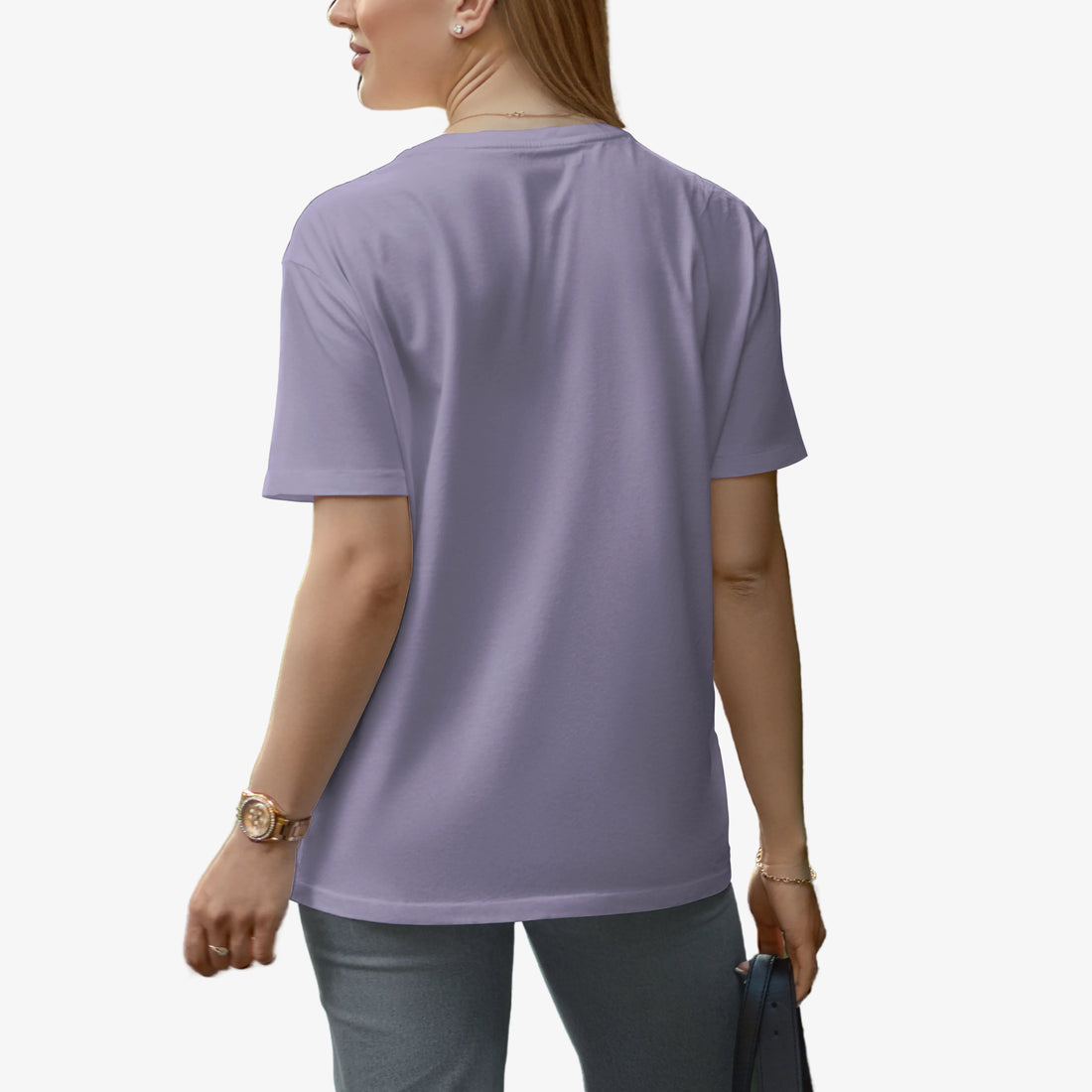 Women’s Lavender Puzzle Graphic Printed Oversized T-Shirt