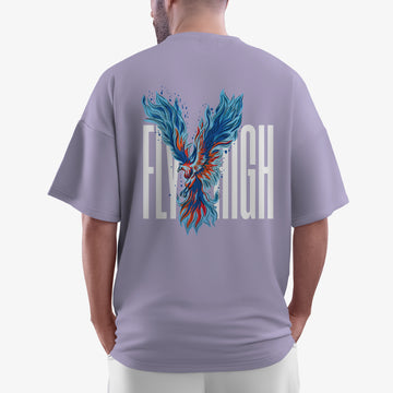 Men’s Lavender Flyhigh Graphic Printed Oversized T-Shirt