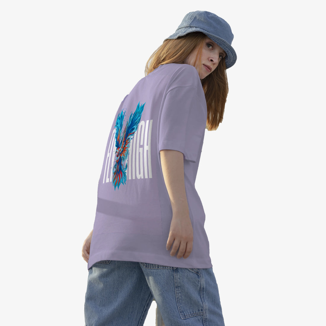 Women’s Lavender Flyhigh Graphic Printed Oversized T-Shirt
