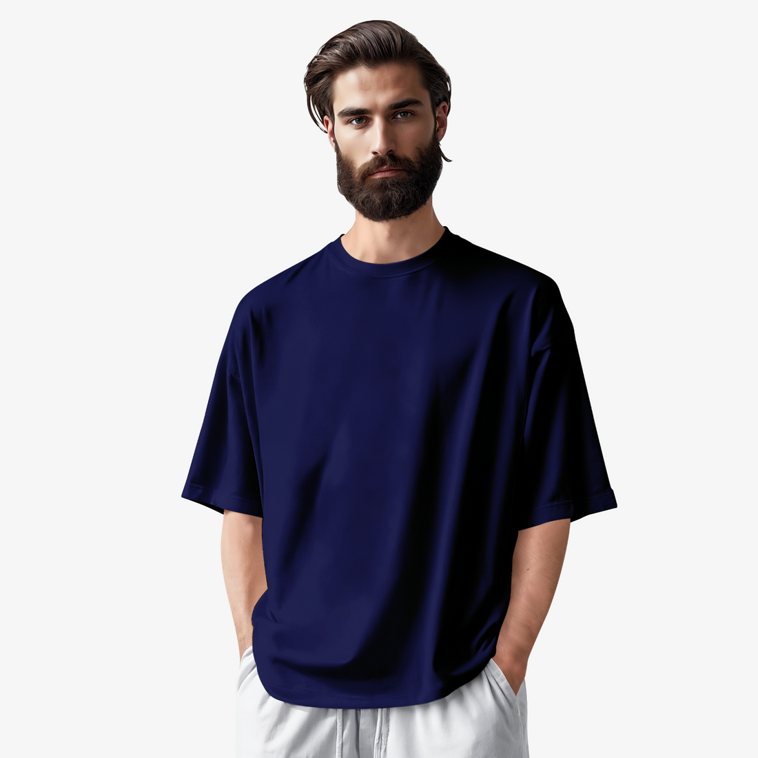 Men’s Navy Blue King Of The Court Graphic Printed Oversized T-Shirt