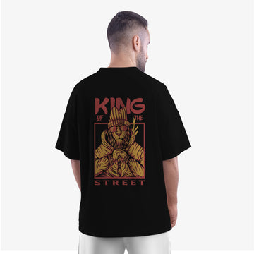 Men’s Black King Of The Streets Graphic Printed Oversized T-Shirt