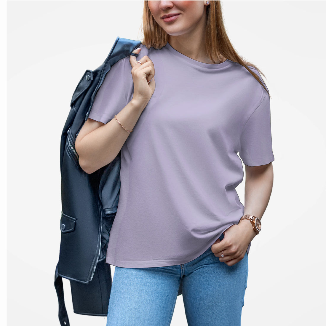Women’s Lavender Money Addiction Graphic Printed Oversized T-Shirt