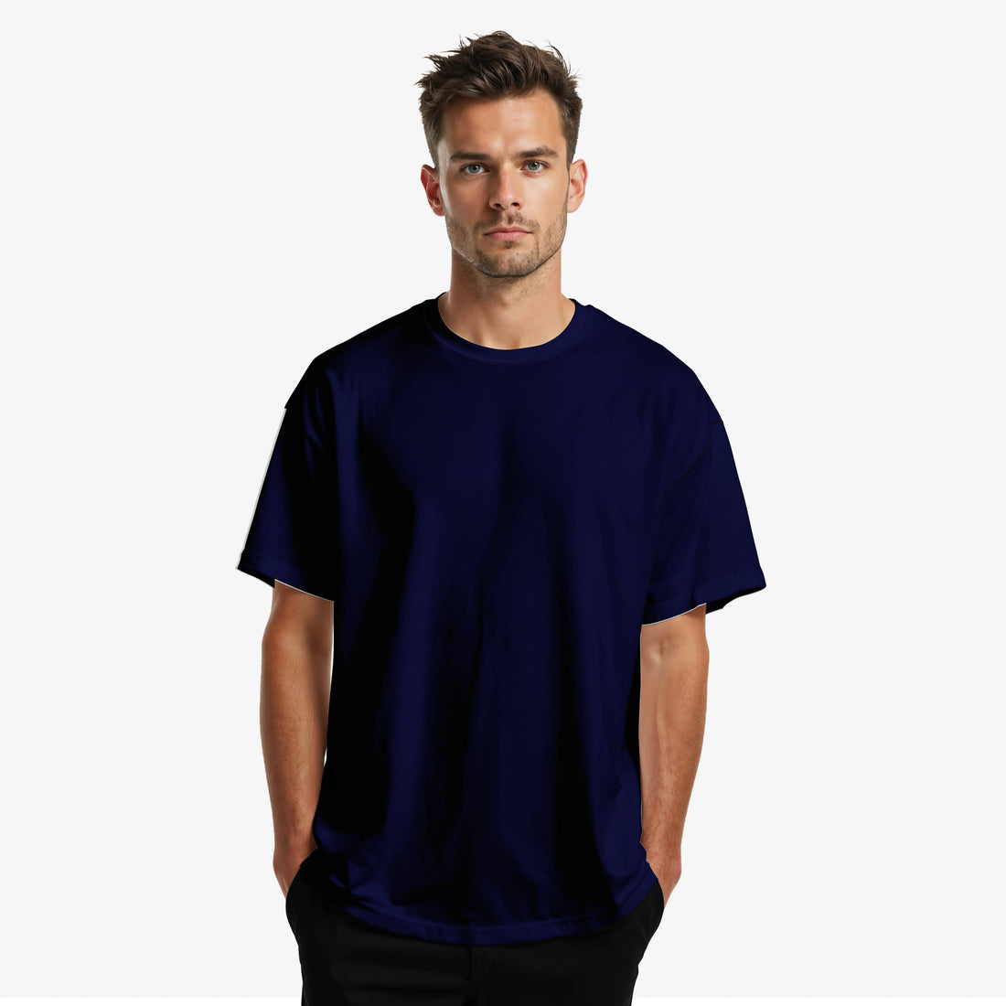 Men’s Navy Blue Personal Growth Graphic Printed Oversized T-Shirt
