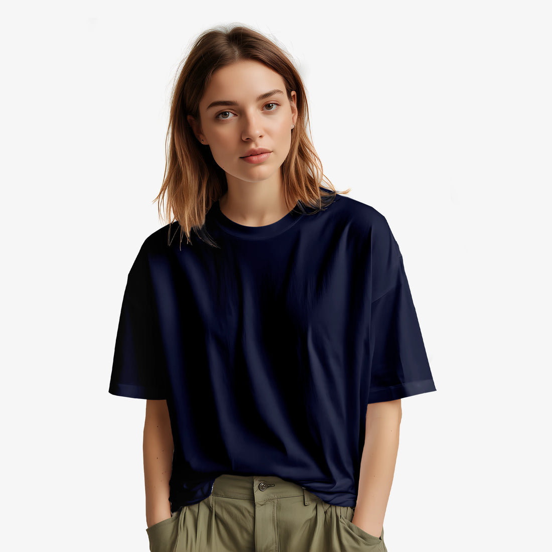 Women’s Navy Blue Personal Growth Graphic Printed Oversized T-Shirt
