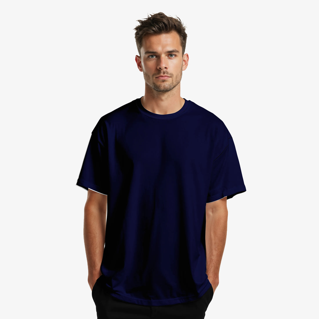 Men’s Navy Blue Rise And Shine Graphic Printed Oversized T-Shirt