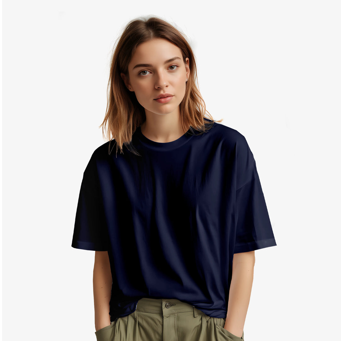 Women’s Navy Blue Rise And Shine Graphic Printed Oversized T-Shirt