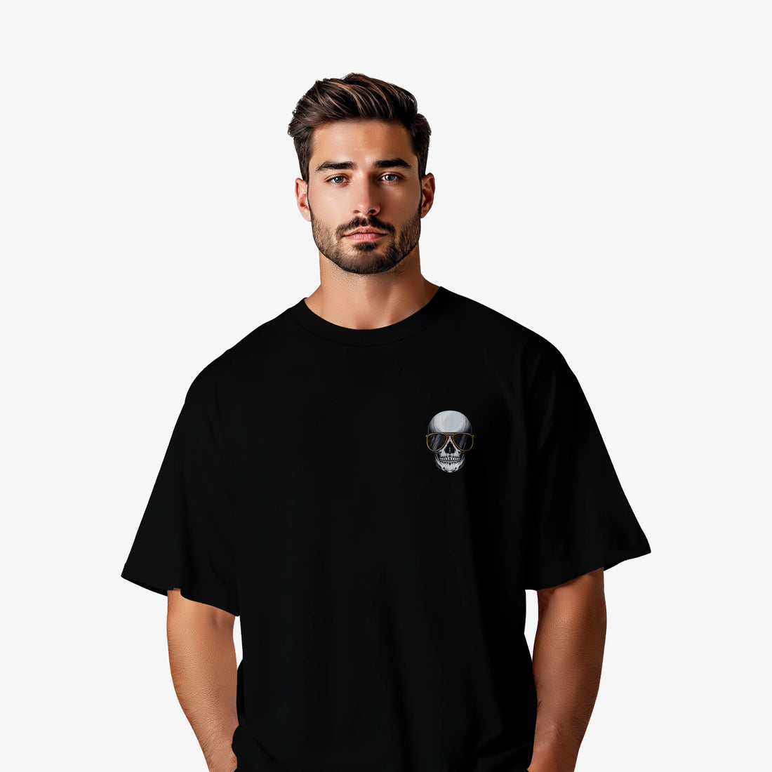Men’s Black Smoke Graphic Printed Oversized T-Shirt