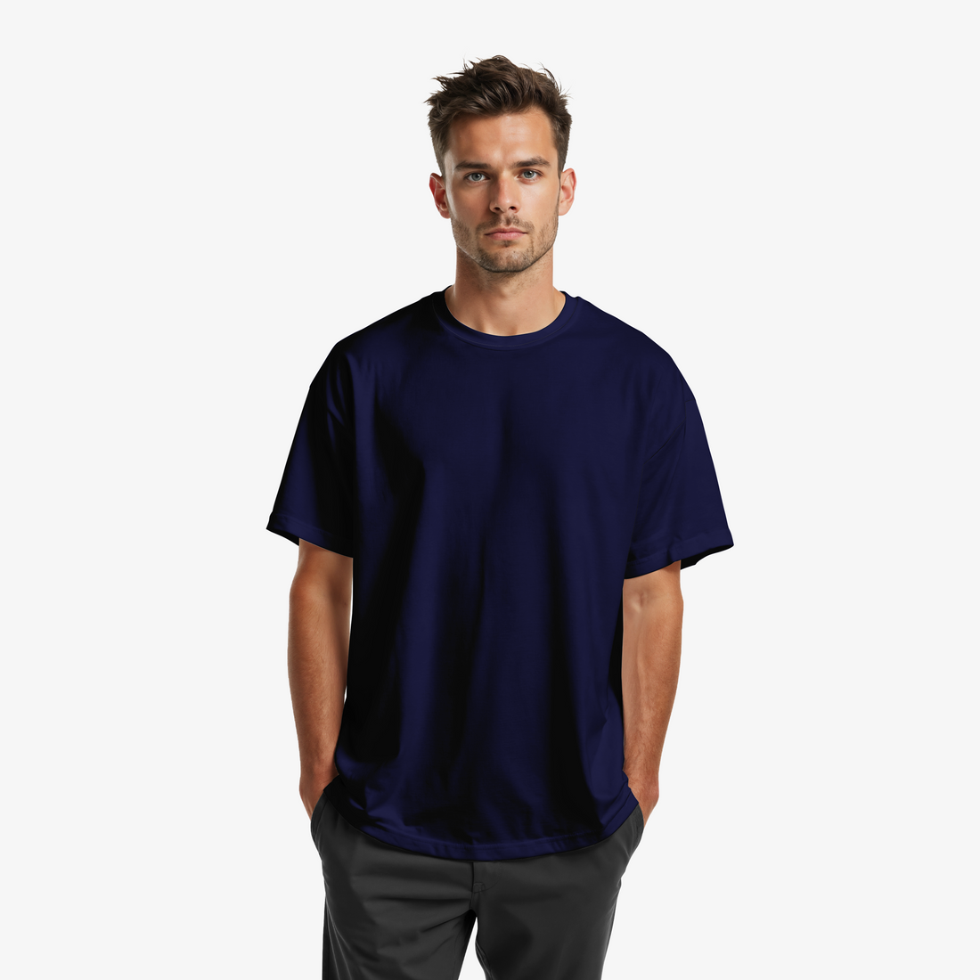 Men’s Navy Blue Too Tough To Quit Graphic Printed Oversized T-Shirt