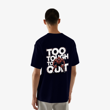 Men’s Navy Blue Too Tough To Quit Graphic Printed Oversized T-Shirt