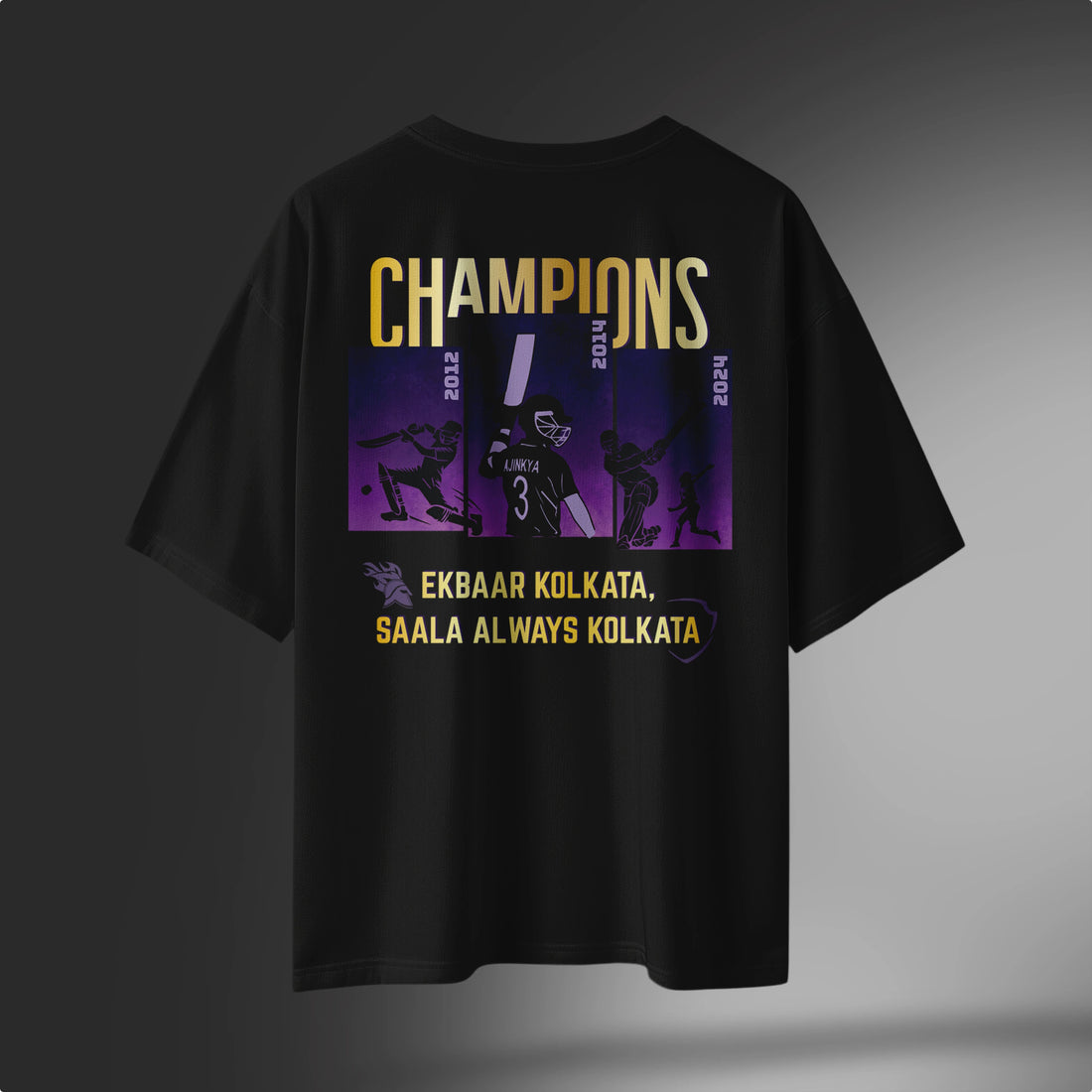 KKR Champions Oversized T-Shirt – Kolkata 3-Time IPL Champions Edition